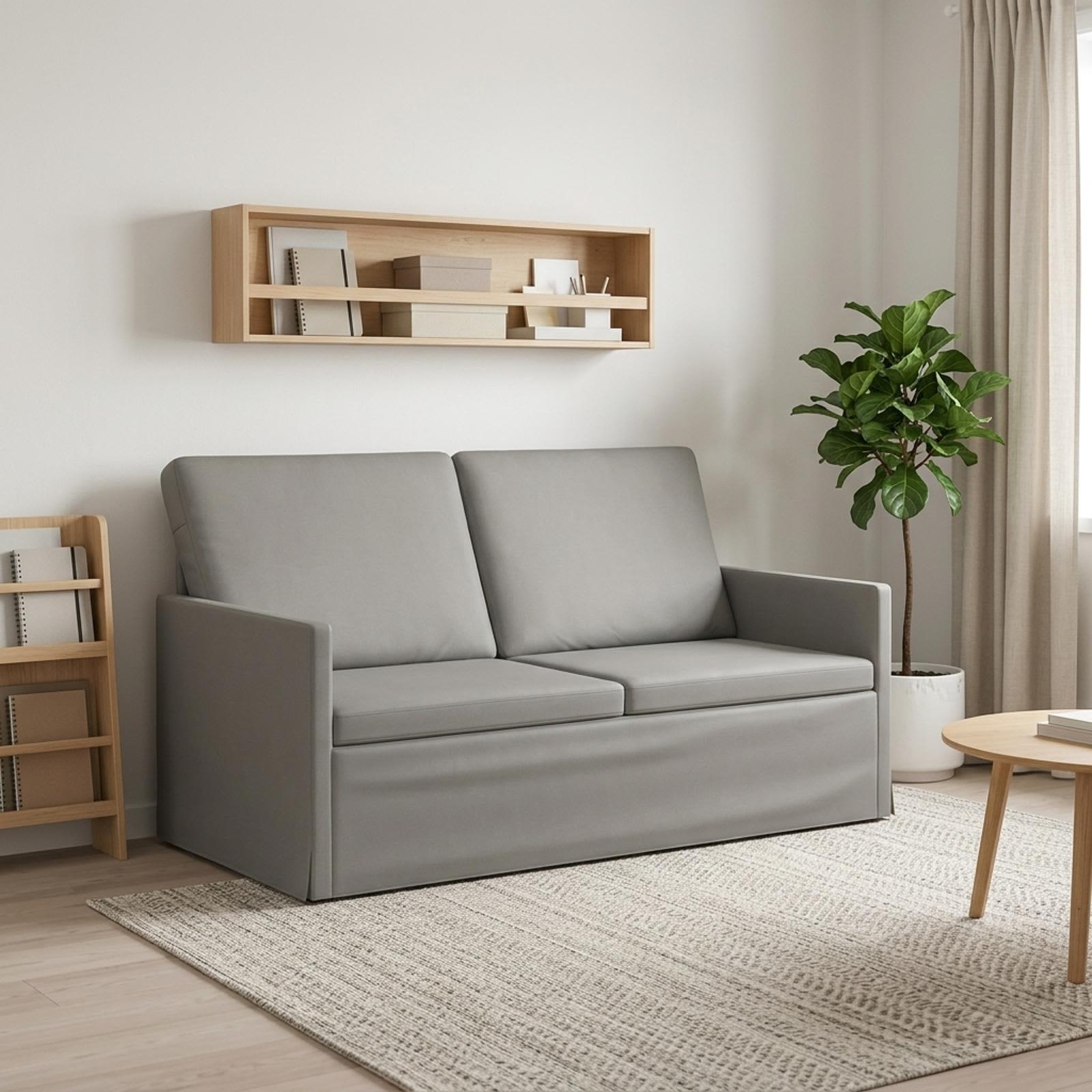 2-personers sofa i lysegrå velour - 150 x 81 x 82 cm