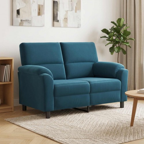 2-personers sofa i blå fløjl - 154 x 85 x 93 cm