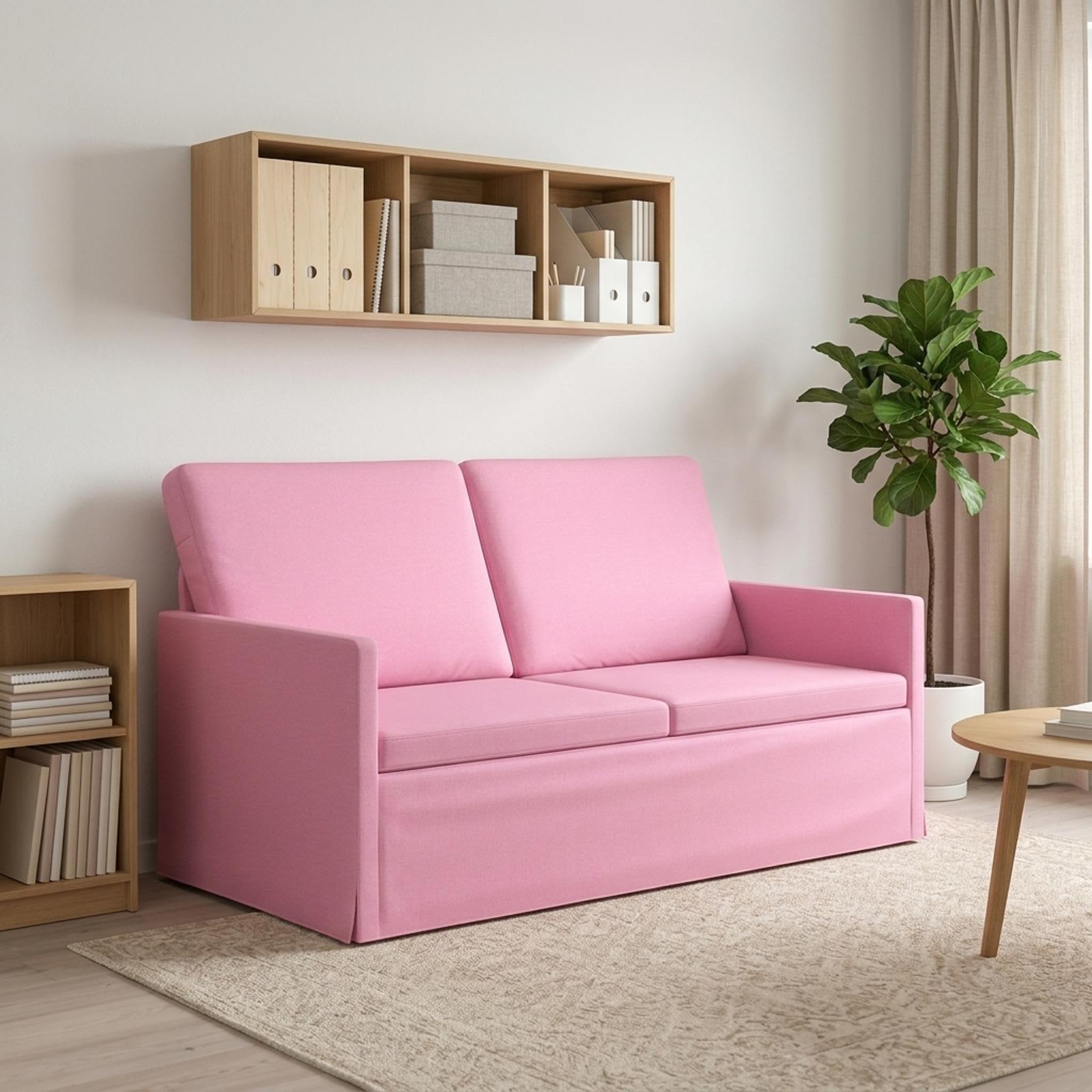 2-personers sofa i lyserødt stof - 150 x 81 x 82 cm