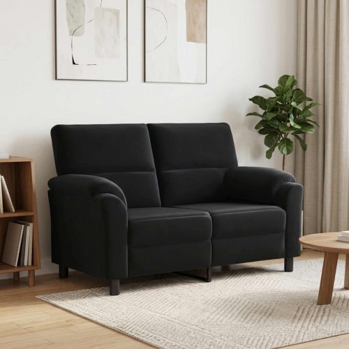 2-personers sofa i sort fløjl - 154 x 85 x 93 cm