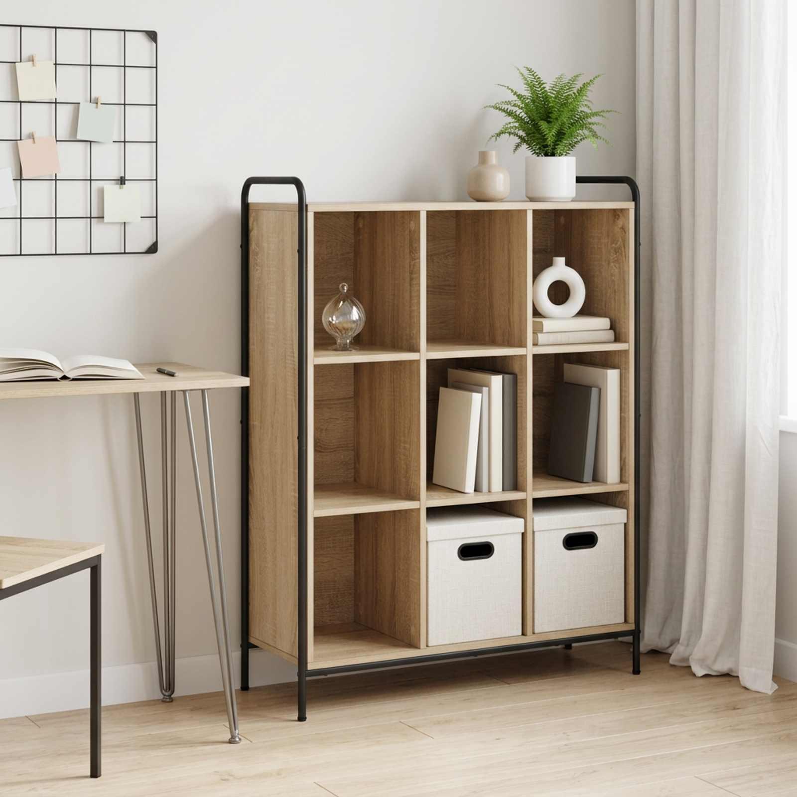 vidaXL Bogskab 57 x 33 x 111 cm Konstrueret træ Sonoma-eg