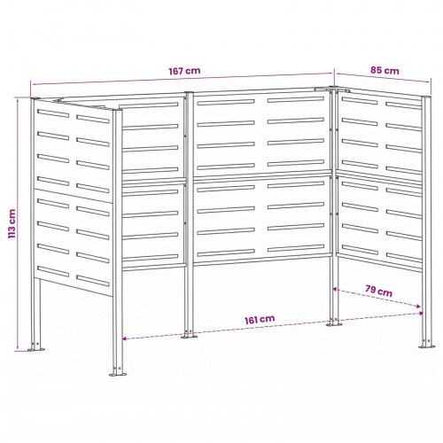 Affaldsbeholderskjuler 167 x 85 x 113 cm - galvaniseret stål
