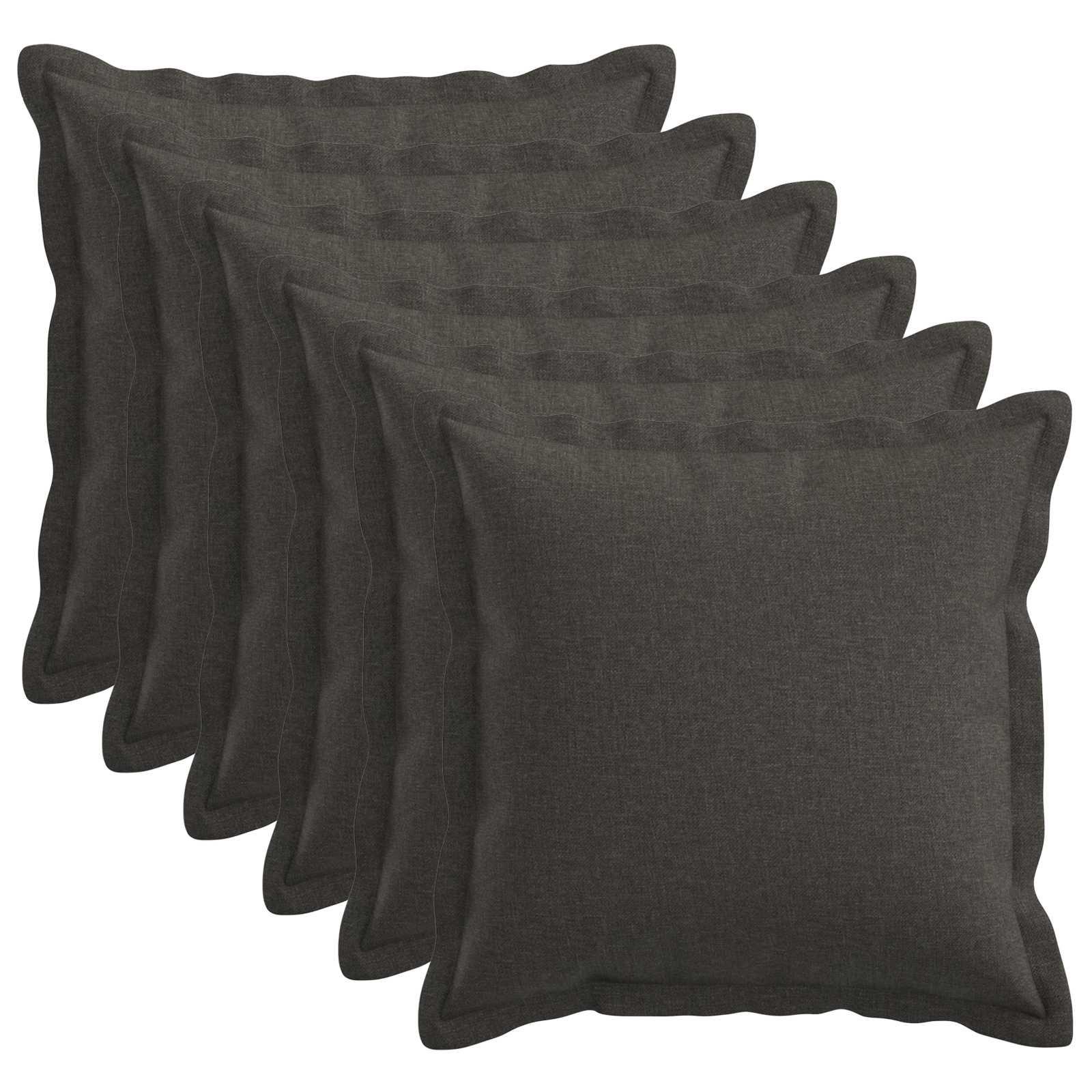 vidaXL Pude 6 stk. HOUTEN Mørkegrå 30 x 30 cm Faux Linned