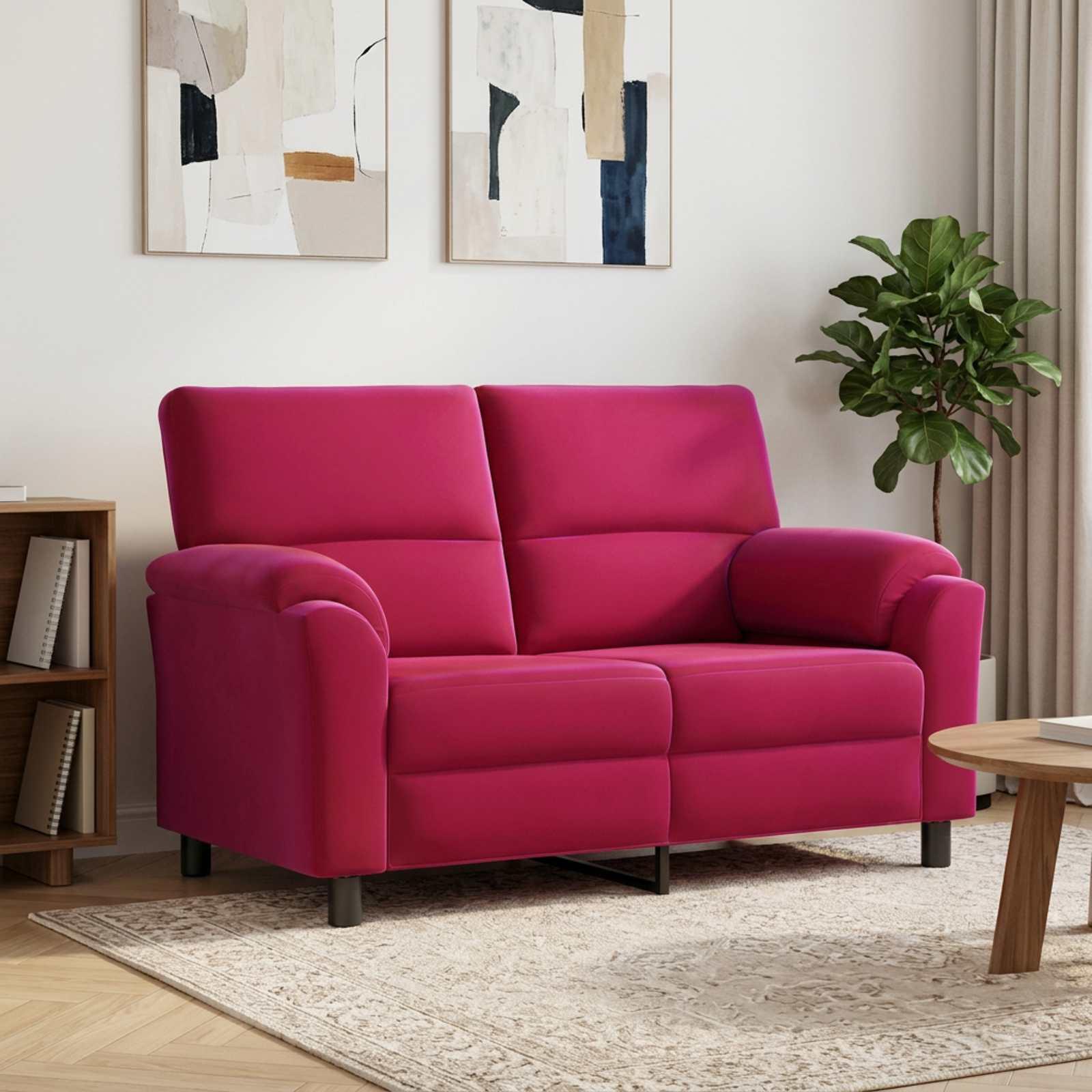 2-personers sofa i fløjl - vinrød, 154 x 85 x 93 cm