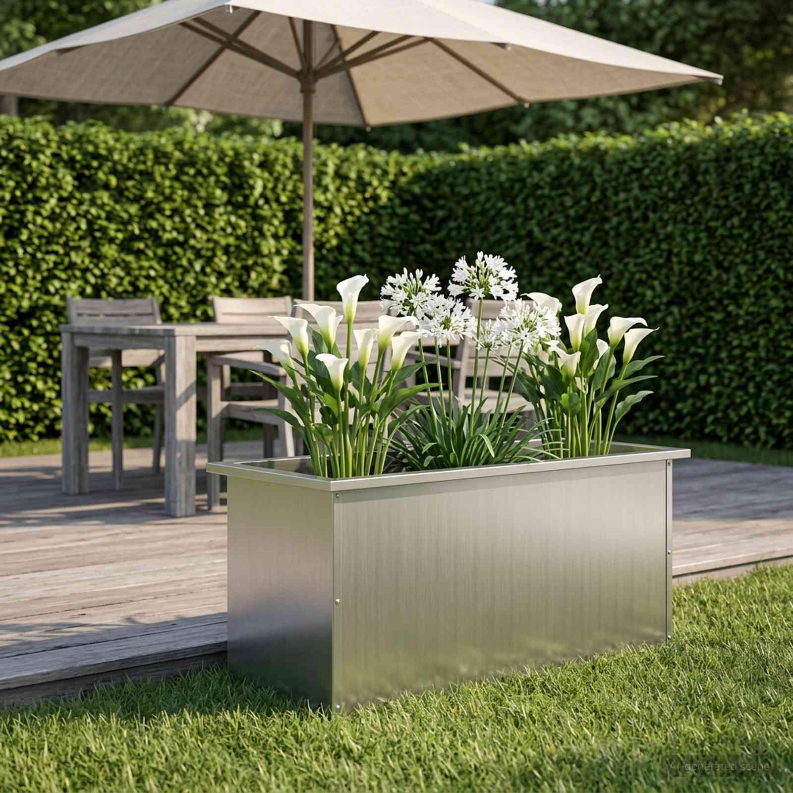 vidaXL Plantekasse med LED Sølv 40 × 100 × 40 cm Galvaniseret stål