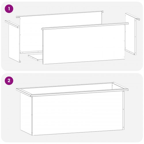Plantekasse med LED - sølv, 40 x 100 x 40 cm