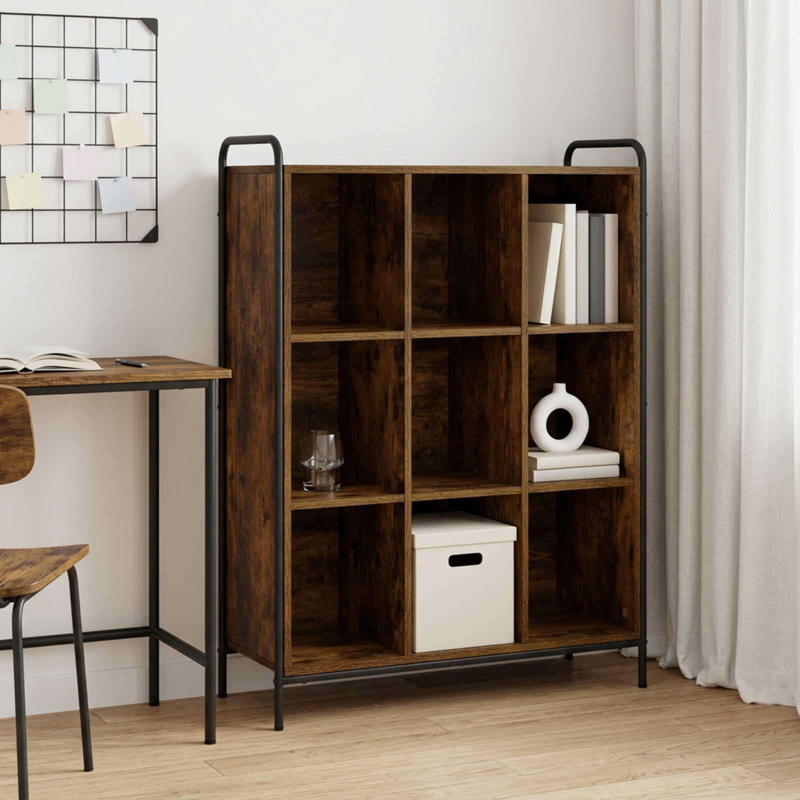 vidaXL Bogskab 57 x 33 x 111 cm Konstrueret træ Røget eg