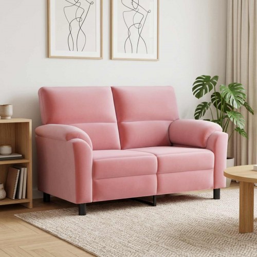2-personers sofa i lyserød fløjl - 154 x 85 x 93 cm