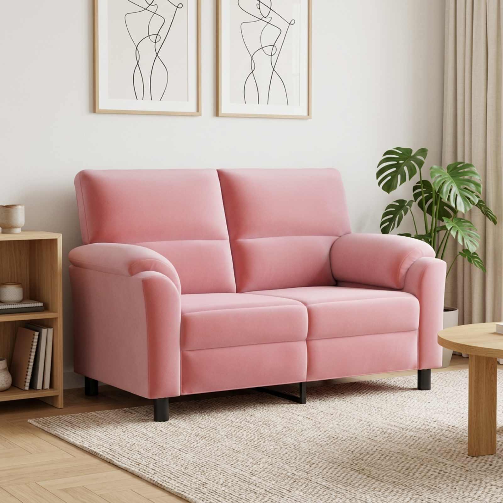 2-personers sofa i lyserød fløjl - 154 x 85 x 93 cm