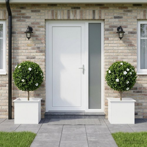Plantekasse med LED 2 stk. - hvid, 50 x 60 x 48 cm, stål