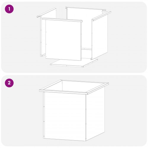 Plantekasse med LED 2 stk. - hvid, 50 x 60 x 48 cm, stål