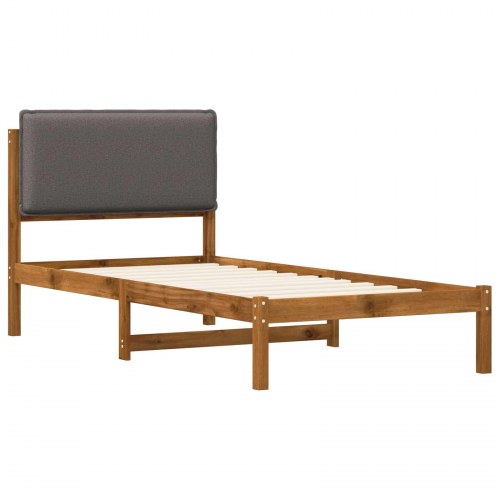 Sengestel med polstret hovedgavl 80 x 200 cm - naturfarvet/lysegrå