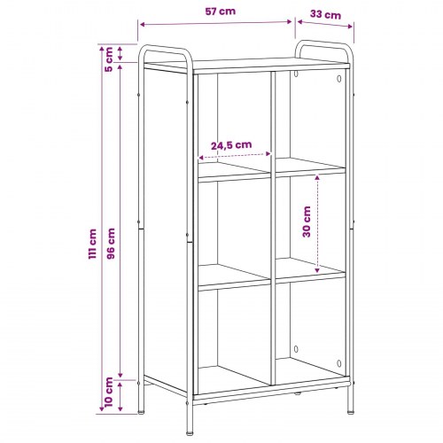 Bogskab 57 x 33 x 111 cm - sort eg