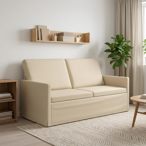 2-personers sofa i stof - cremefarvet, 150 x 81 x 82 cm