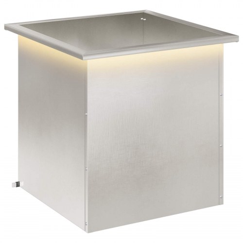 Plantekasse med LED i rustfrit stål - sølv 50 x 50 x 48 cm