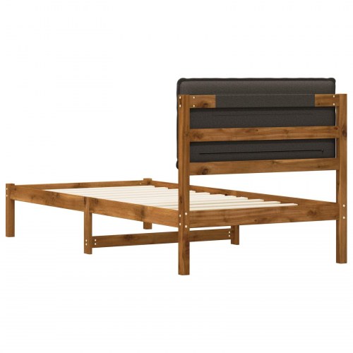 Sengestel med polstret hovedgavl 75 x 190 cm - naturfarvet/mørkegrå