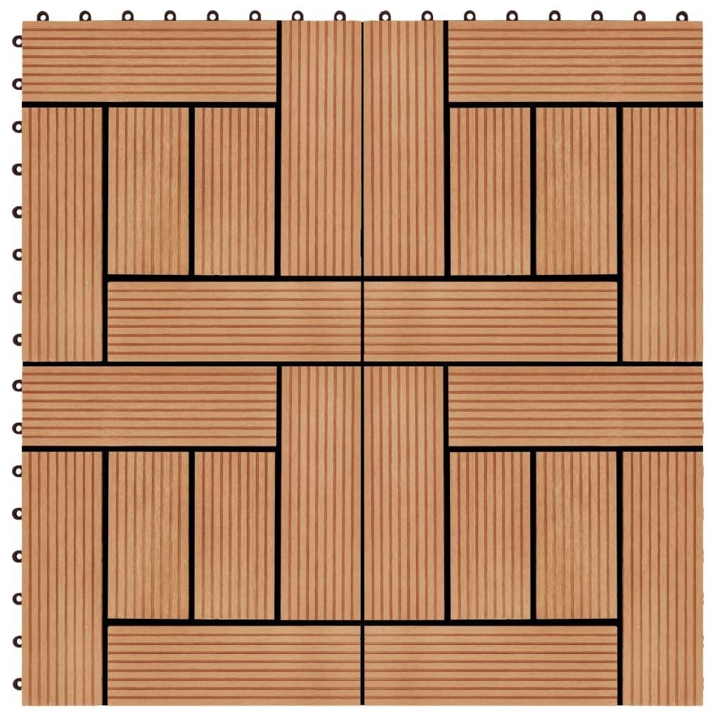 Terrassefliser 22 stk. 30 x 30 cm 2 m2 WPC teakfarve