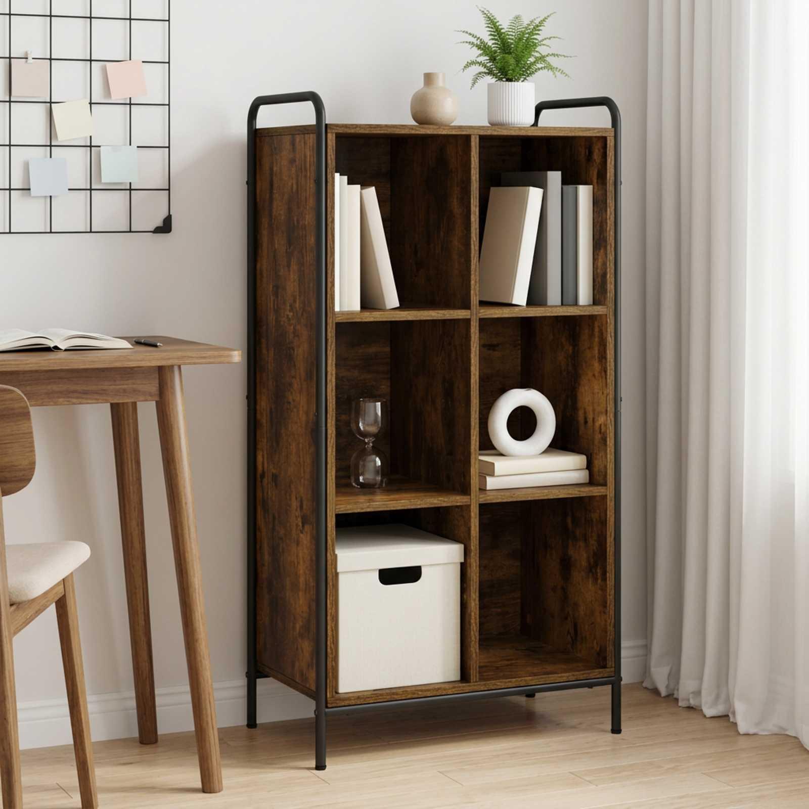 vidaXL Bogskab 57 x 33 x 111 cm Konstrueret træ Røget eg