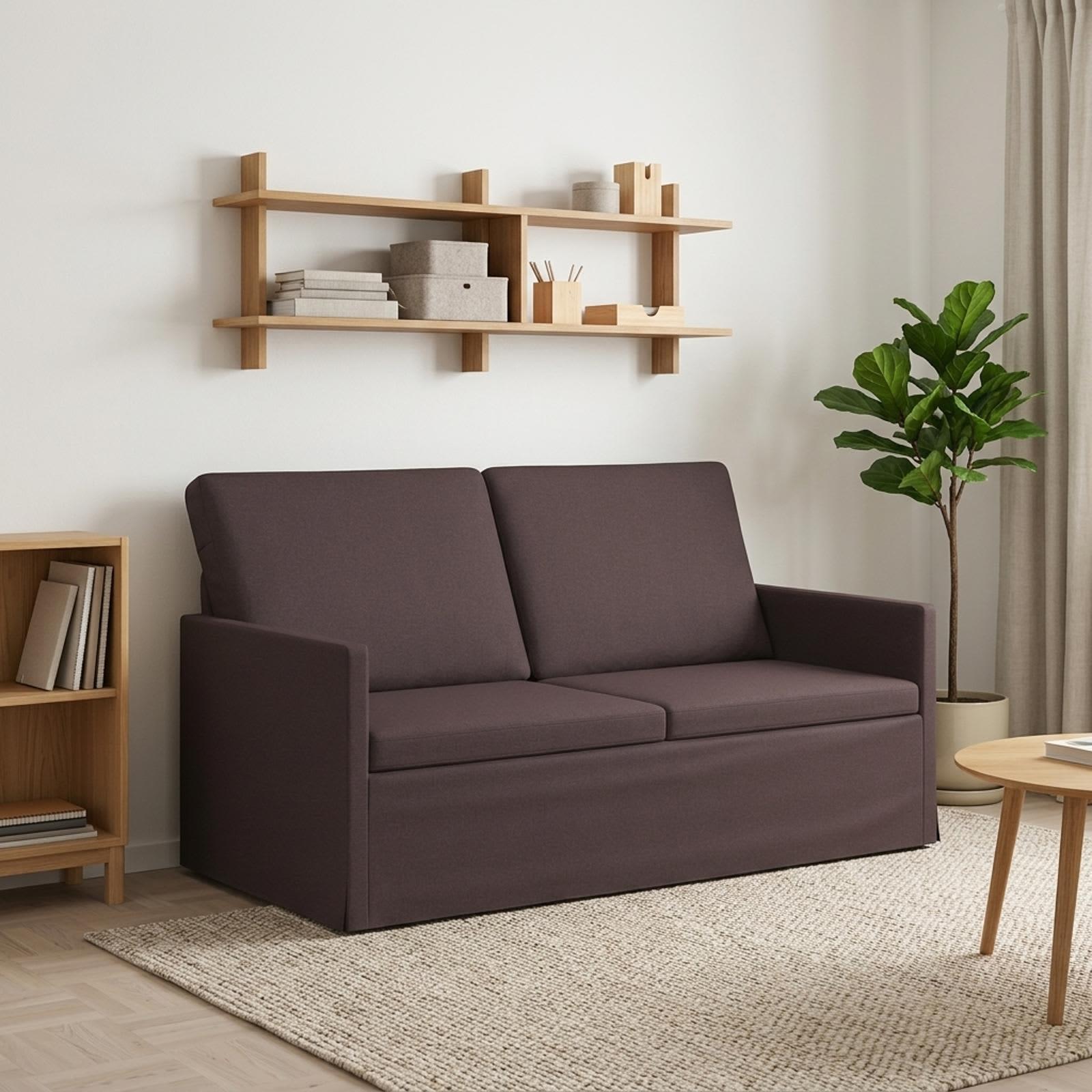 2-personers sofa i mørkebrun stof - 150 x 81 x 82 cm