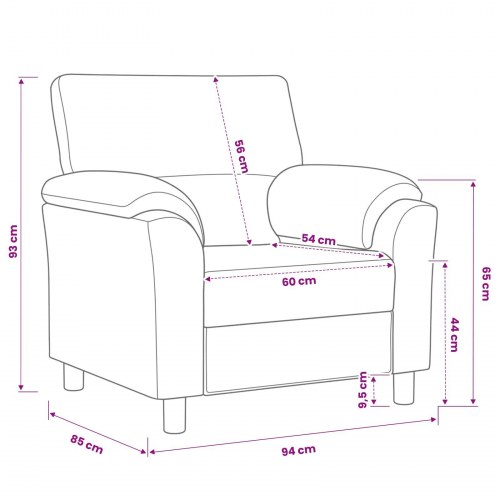 1-personers sofa i fløjl - lilla