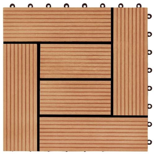 Terrassefliser 22 stk. 30 x 30 cm 2 m2 WPC teakfarve