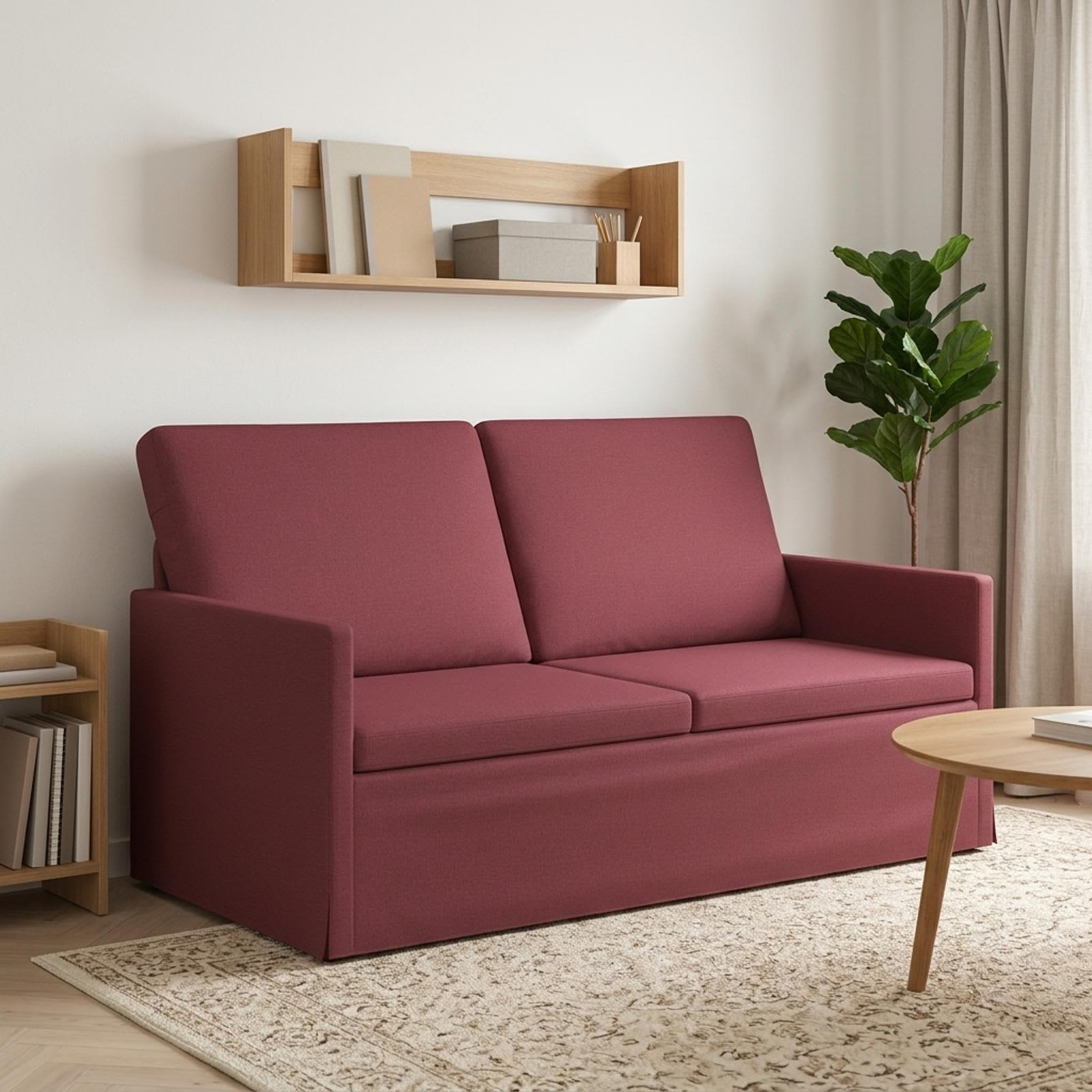 2-personers sofa i stof - vinrød, 150 x 81 x 82 cm