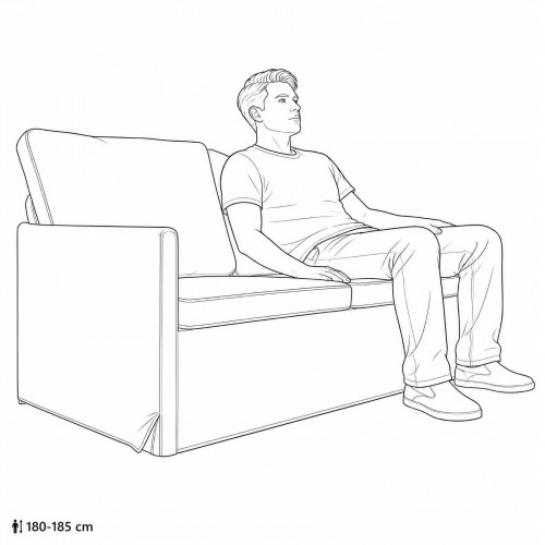 2-personers sofa i sort stof - 150 x 81 x 82 cm