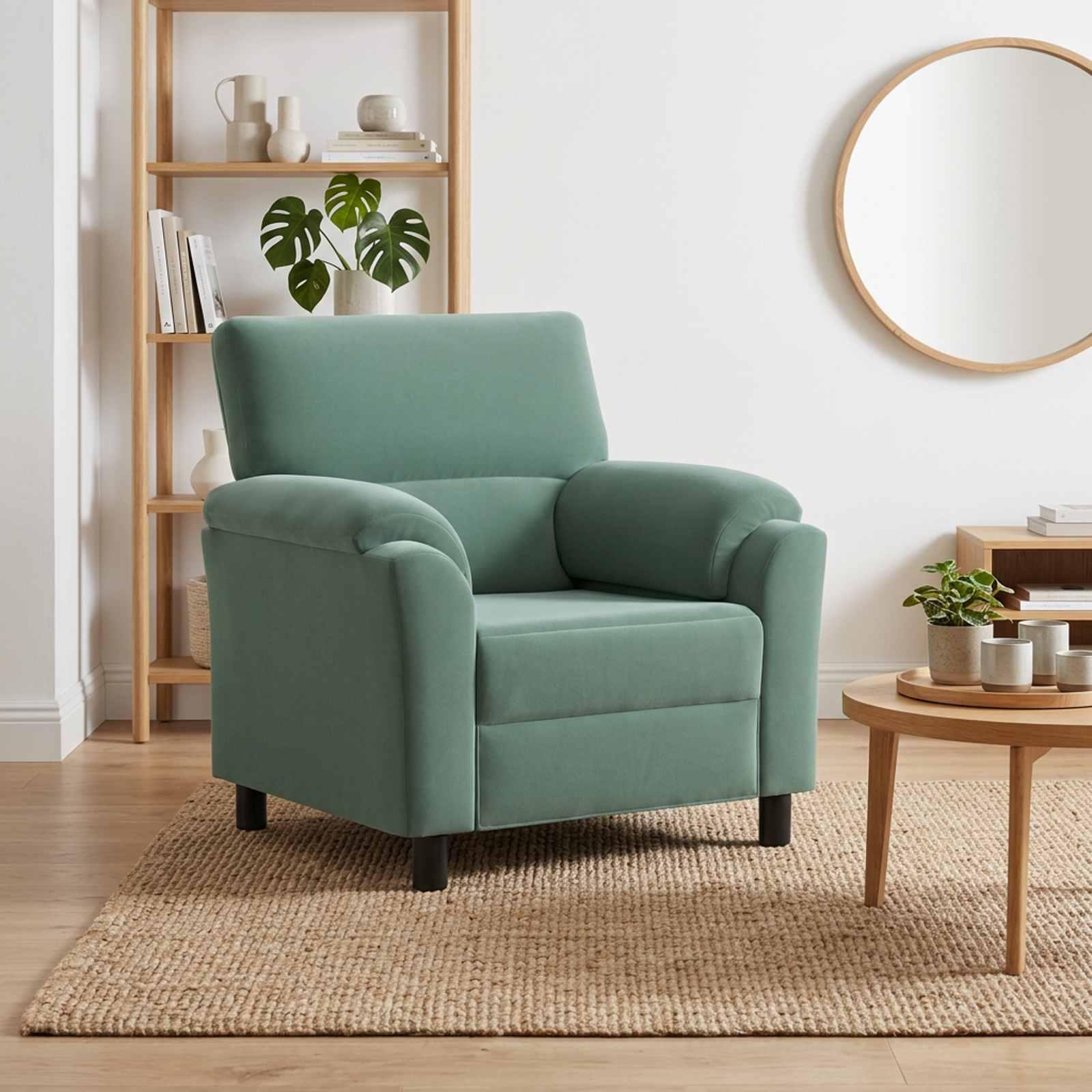 1-personers sofa i fløjl - havgrøn
