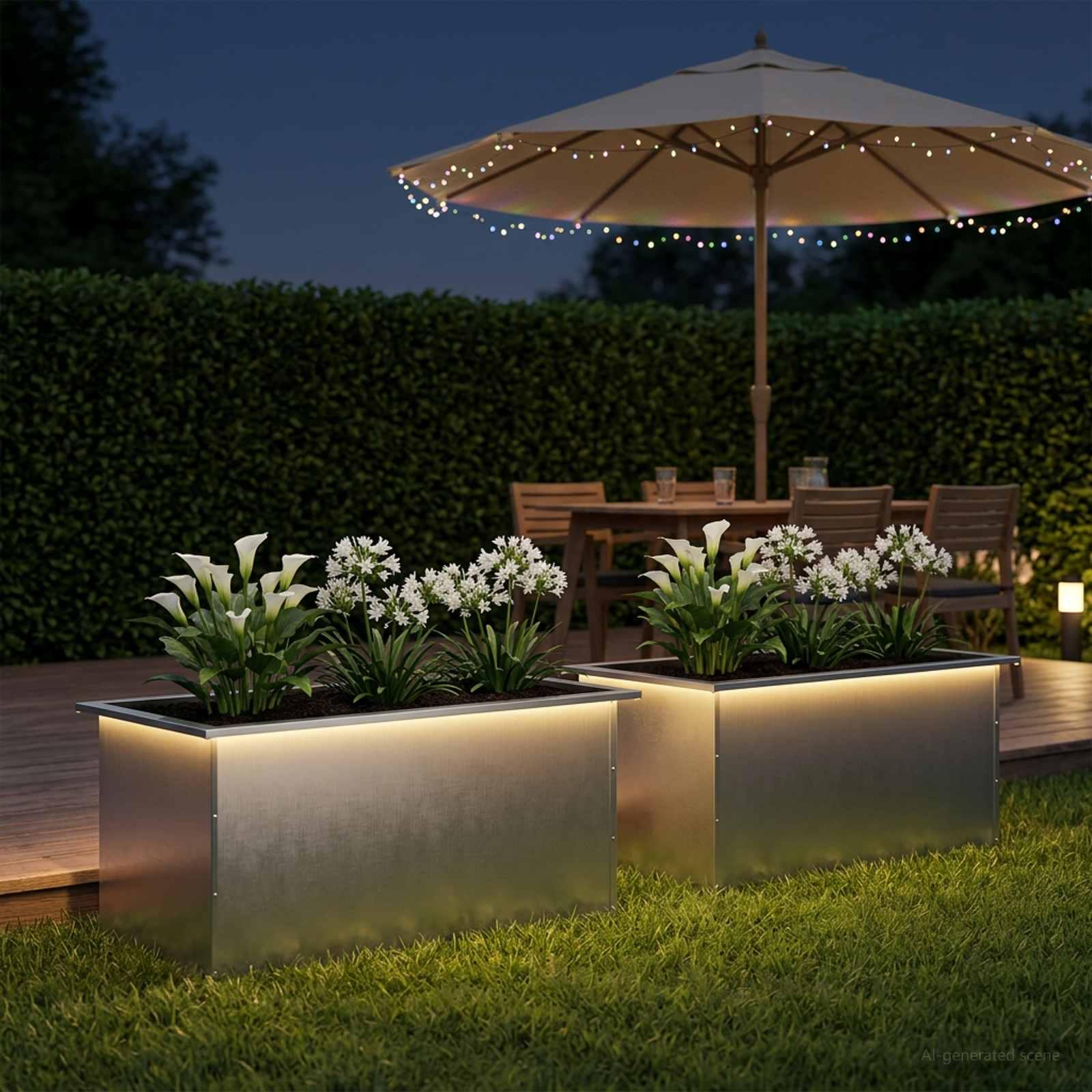 vidaXL Plantekasse med LED 2 stk. Sølv 50 × 80 × 48 cm Rustfrit stål