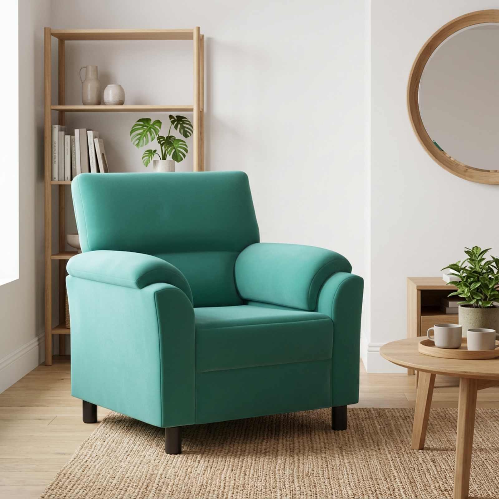 1-personers sofa i fløjl - turkis, 94 x 85 x 93 cm