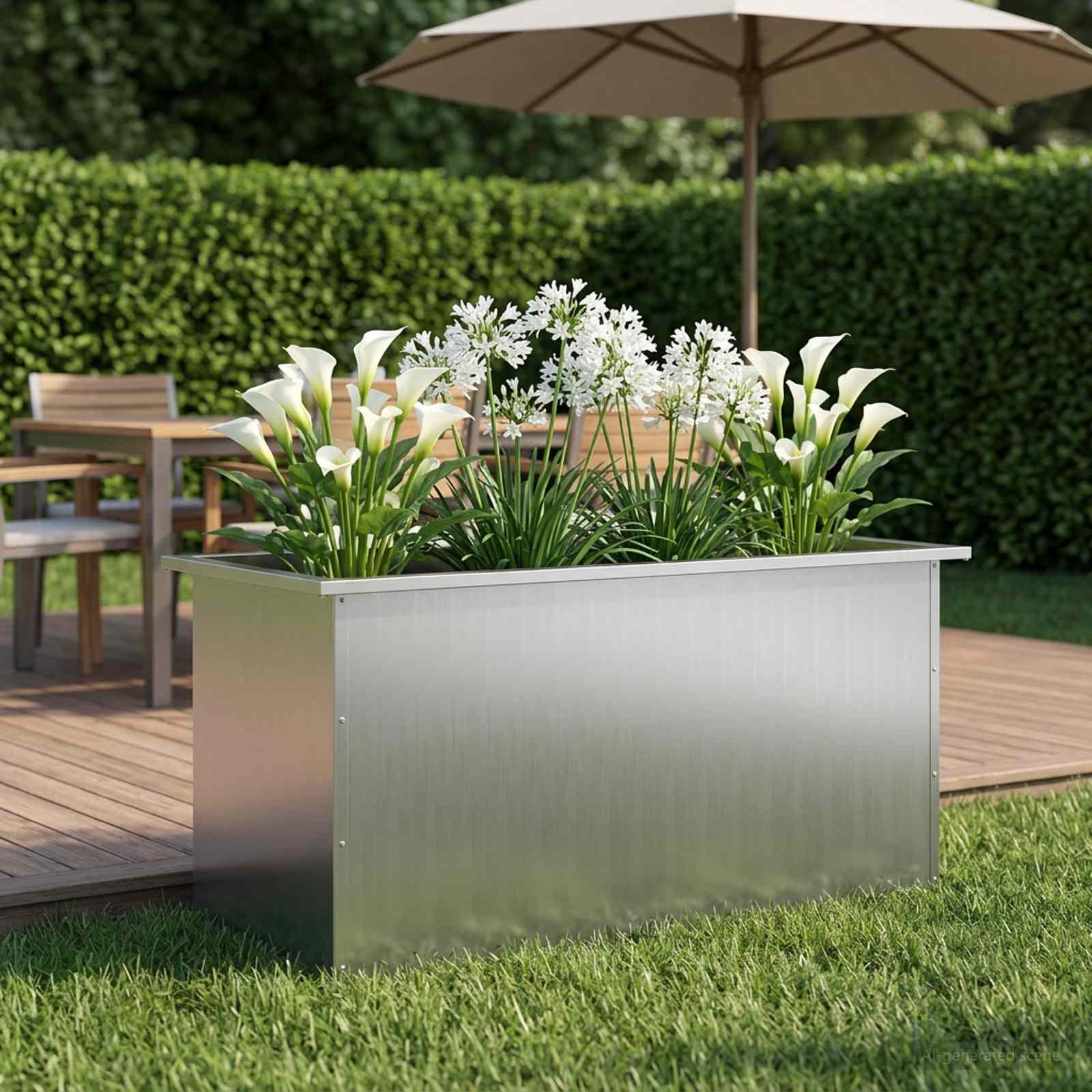 vidaXL Plantekasse med LED Sølv 50 x 100 x 48 cm Galvaniseret stål
