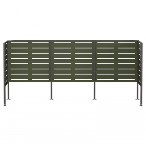 Affaldsbeholderskjuler i stål 249 x 85 x 113 cm - olivengrøn