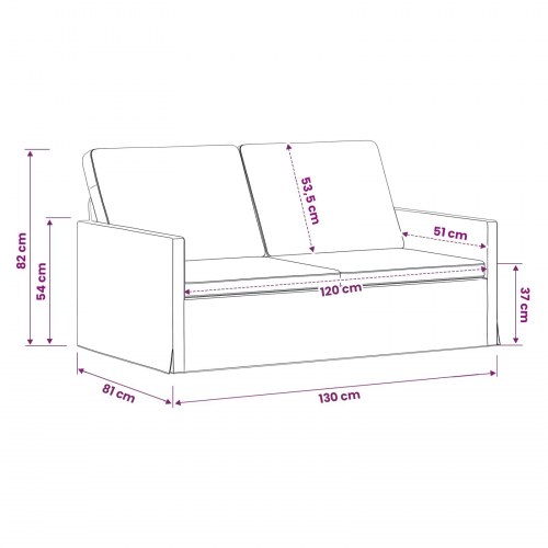 2-personers sofa rød orange 130 x 81 x 82 cm