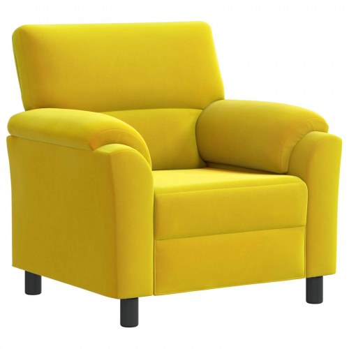 1-personers sofa i gul fløjl - 94 x 85 x 93 cm