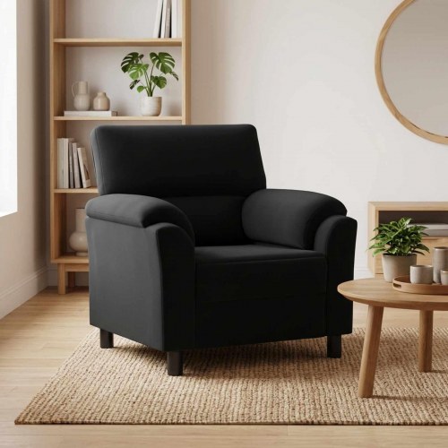 1-personers sofa i sort fløjl - 94 x 85 x 93 cm