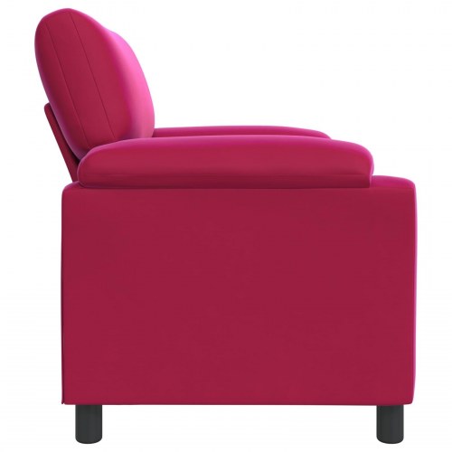1-personers sofa i vinrød fløjl - 94 x 85 x 93 cm