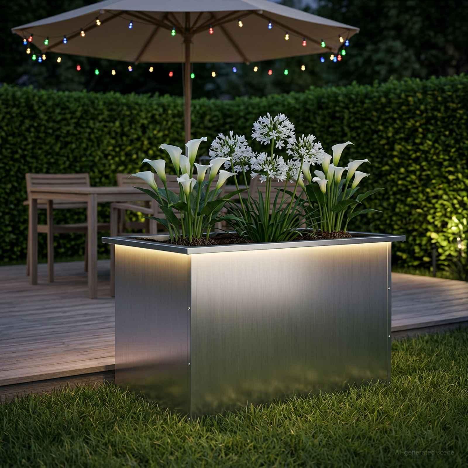 vidaXL Plantekasse med LED Sølv 50 x 80 x 48 cm Galvaniseret stål