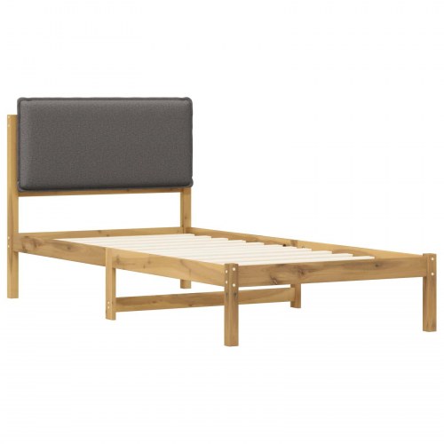 Sengestel med polstret hovedgavl - hvidvasket og lysegrå, 75 x 190 cm