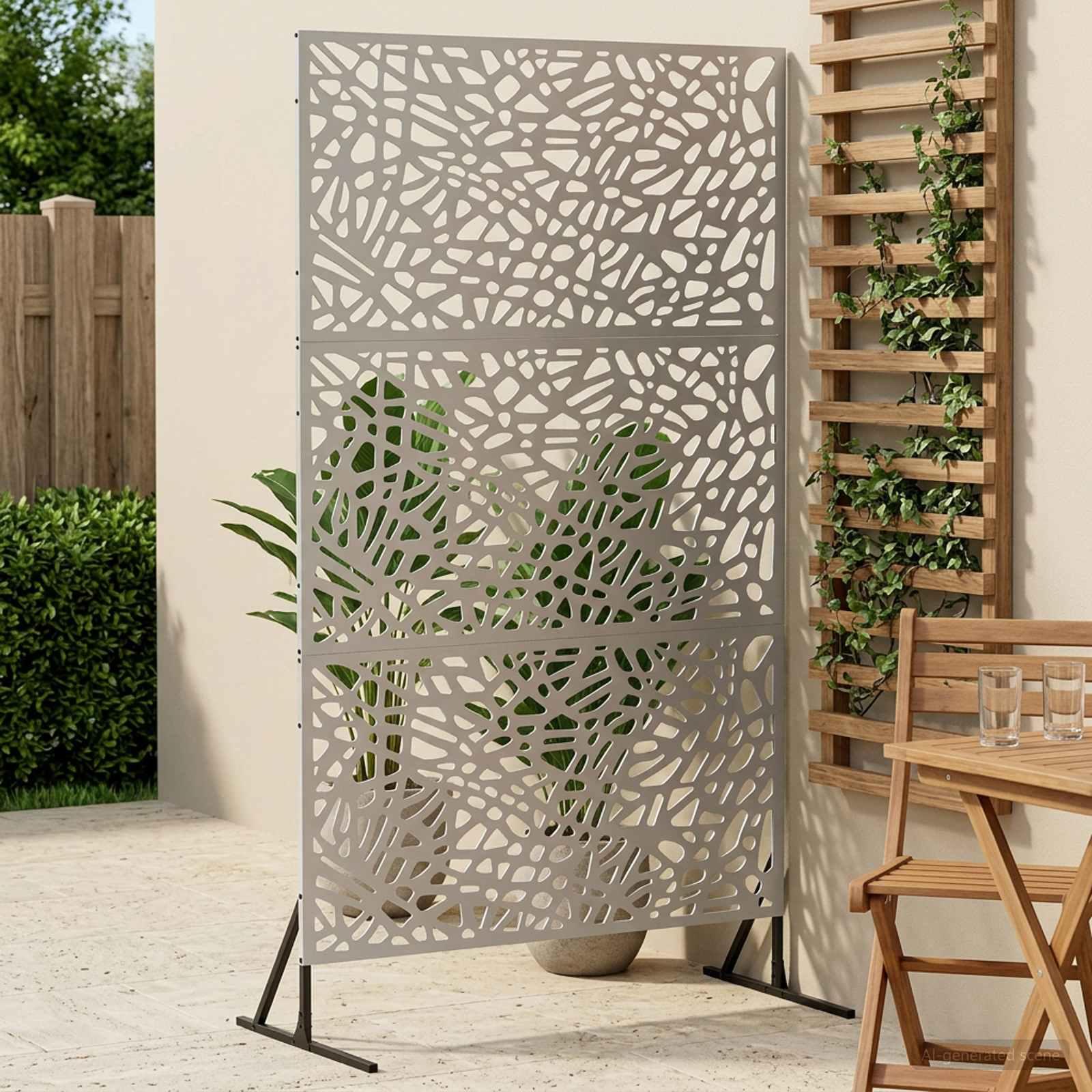 Privatlivsskærm 100 x 50 x 180 cm - galvaniseret stål, sølv
