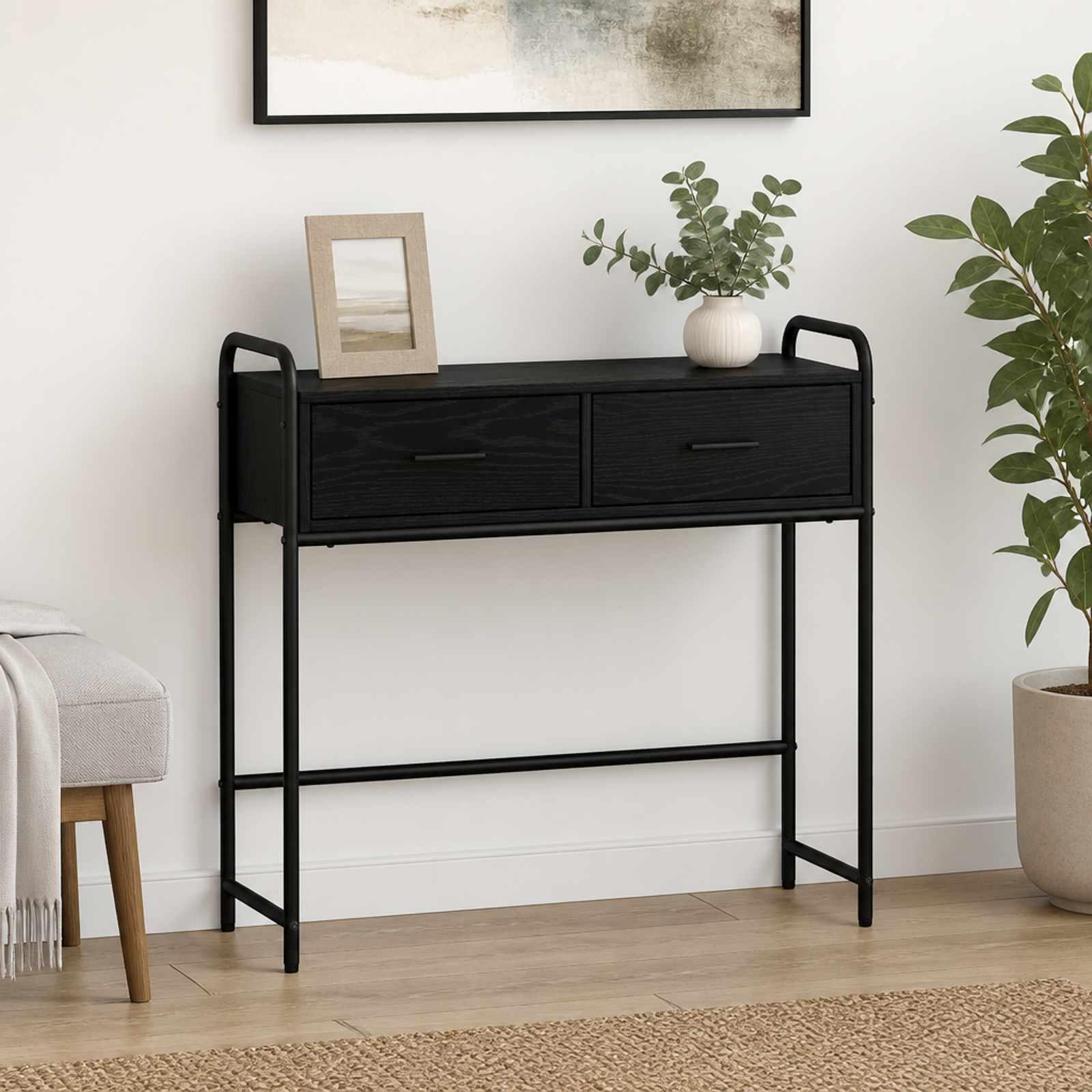 vidaXL Konsolbord Sort eg 90 x 33 x 80,5 cm Konstrueret træ
