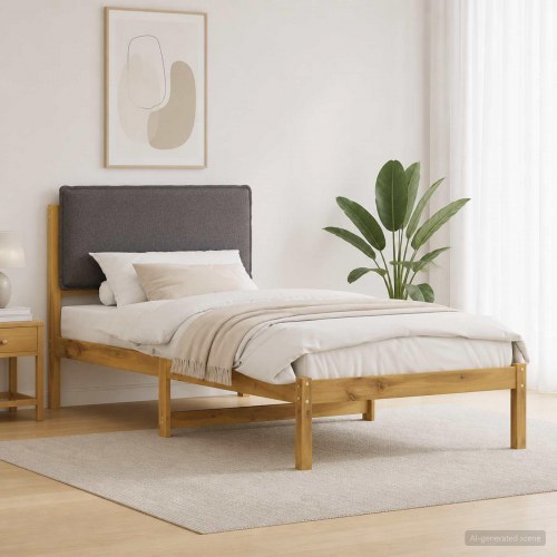 Sengestel med polstret hovedgavl 80 x 200 cm - hvidvasket/lysegrå