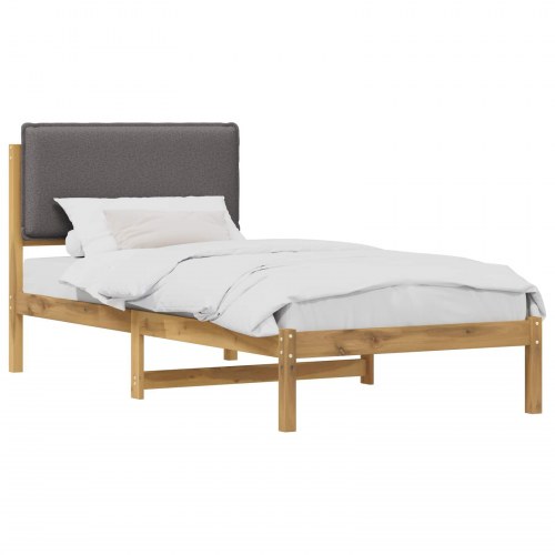 Sengestel med polstret hovedgavl 80 x 200 cm - hvidvasket/lysegrå