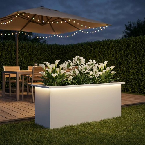 Plantekasse med LED - hvid 40 x 100 x 40 cm