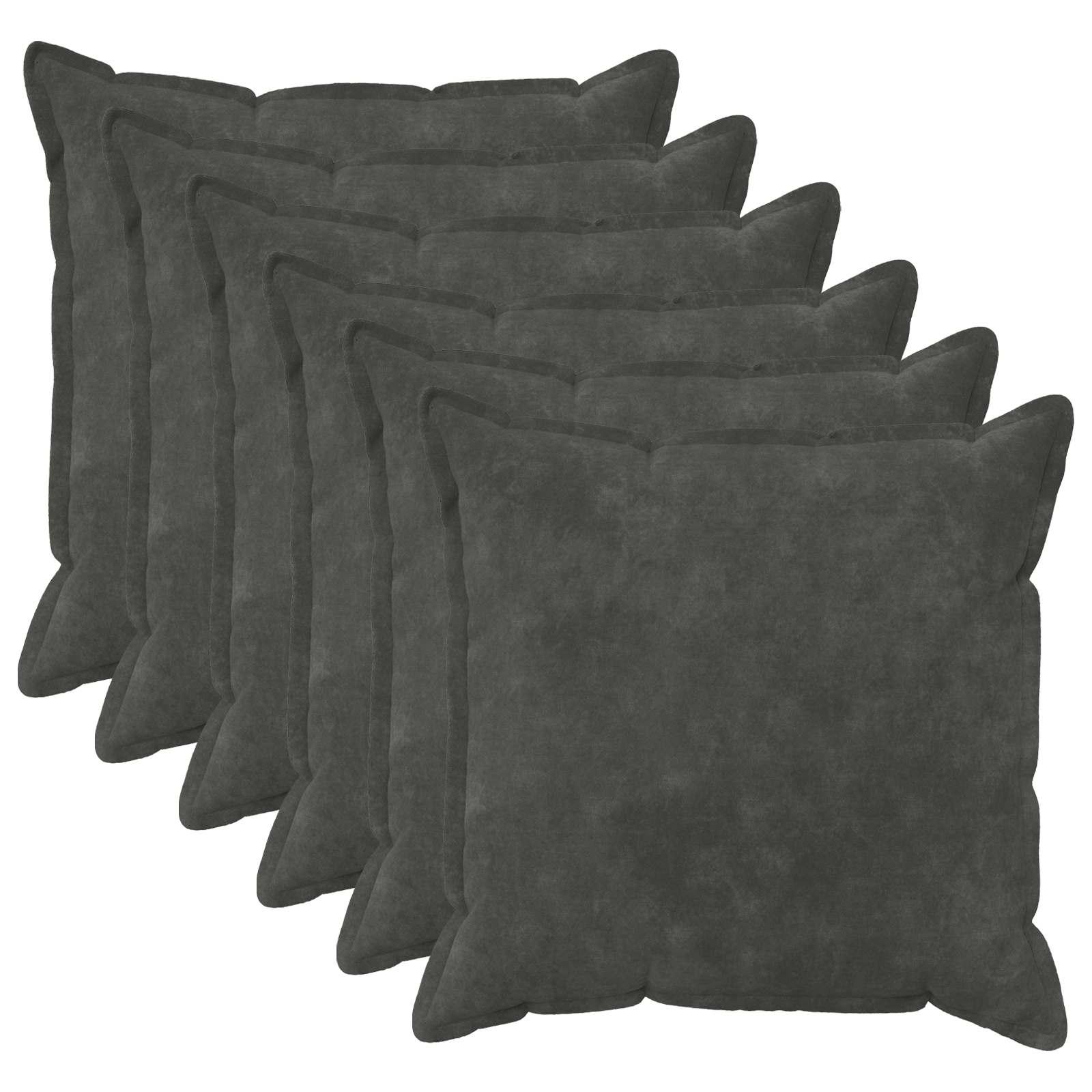 vidaXL Pudebetræk 6 stk. HOUTEN Antracit 60 x 60 cm Mikrofiber Fleece