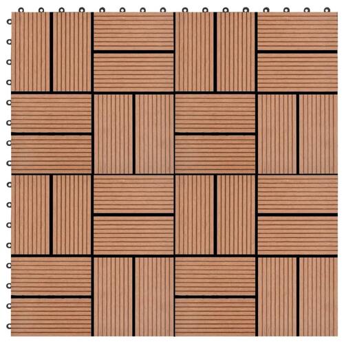Terrassefliser 22 stk. 30 x 30 cm 2 m2 WPC brun