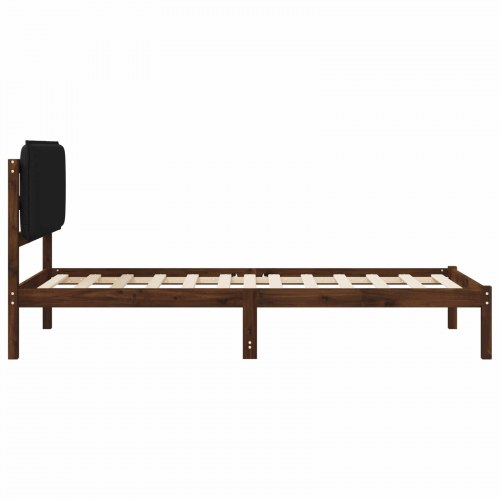 Sengestel med polstret hovedgavl 90 x 190 cm - mørkebrun/sort