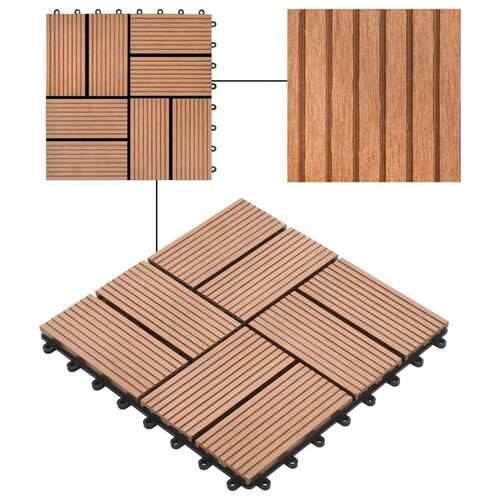 Terrassefliser 22 stk. 30 x 30 cm 2 m2 WPC brun