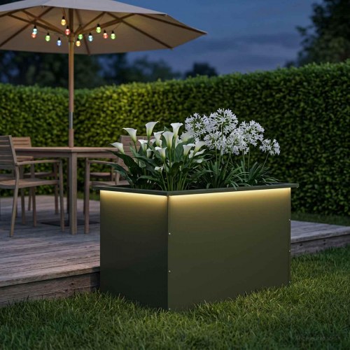 Plantekasse med LED - olivengrøn 50 x 80 x 48 cm