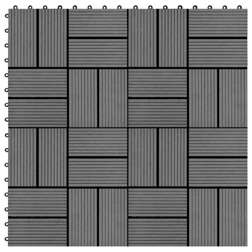 Terrassefliser 22 stk. 30 x 30 cm 2 m2 WPC grå