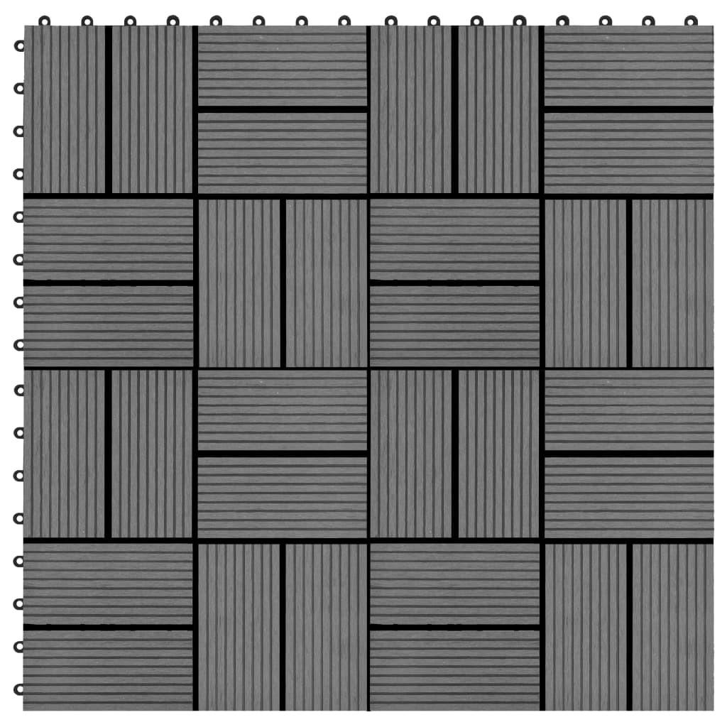 Terrassefliser 22 stk. 30 x 30 cm 2 m2 WPC grå